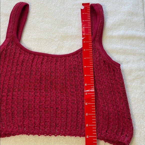 FP Beach Small Set Havana Sweater Set Free People in Love Potion Red Cotton Knit - Picture 12 of 14